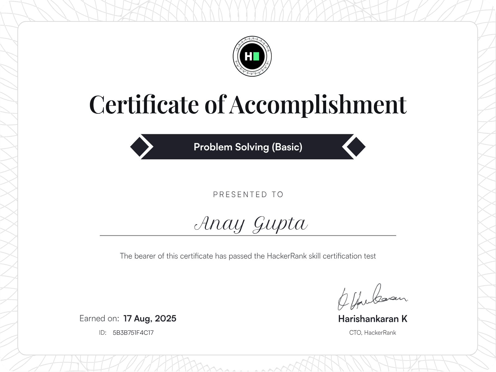 Problem Solving (Basic) Certificate
