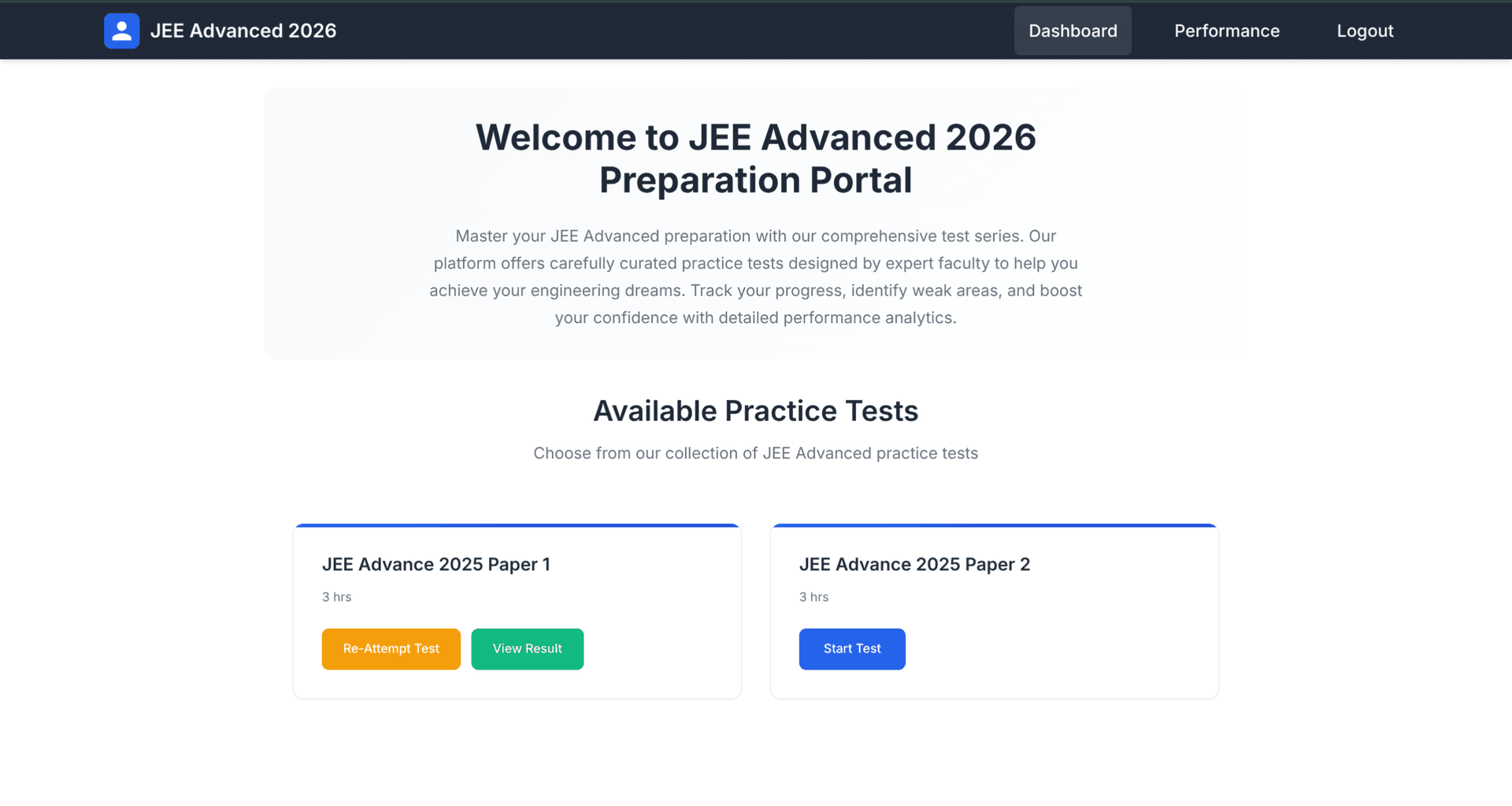 Online Mock Tests WebApp